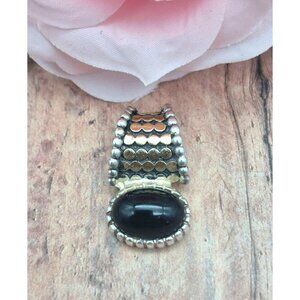Premier Designs Silver & Gold Two Tone Pendant Black Center 1.25" Chain or Beads